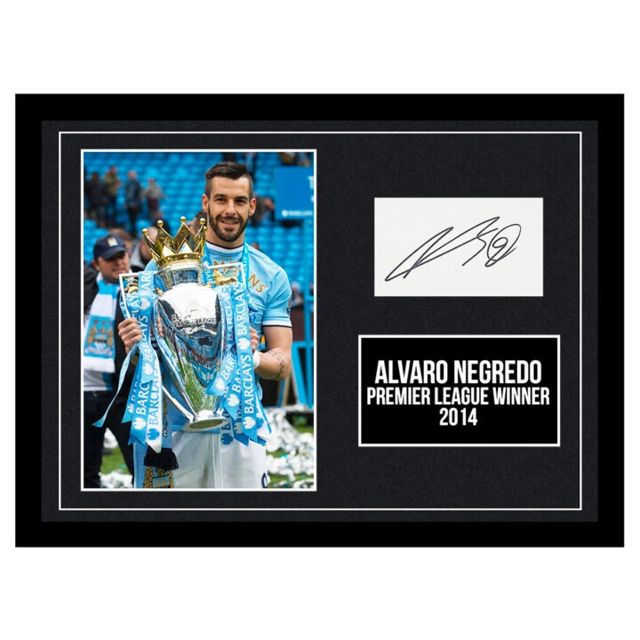 Signed Alvaro Negredo Framed Photo Display - Premier League Winner 2014
