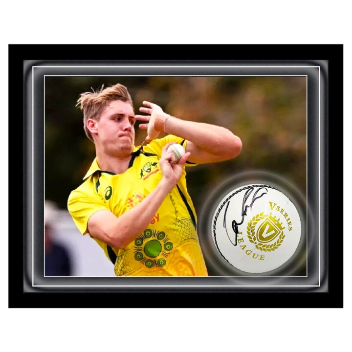 Signed Cameron Green Ball Framed Dome - Cricket World Cup Winner 2023
