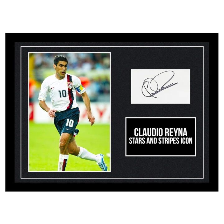 Signed Claudio Reyna Framed Photo Display - Stars And Stripes Icon