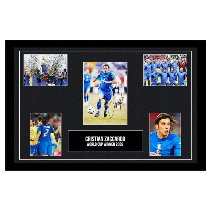 Signed Cristian Zaccardo Framed Display 18x12 - World Cup Winner 2006