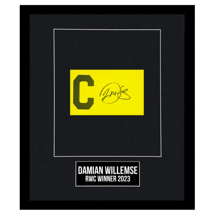 Signed Damian Willemse Framed Captain Armband - RWC Winner 2023