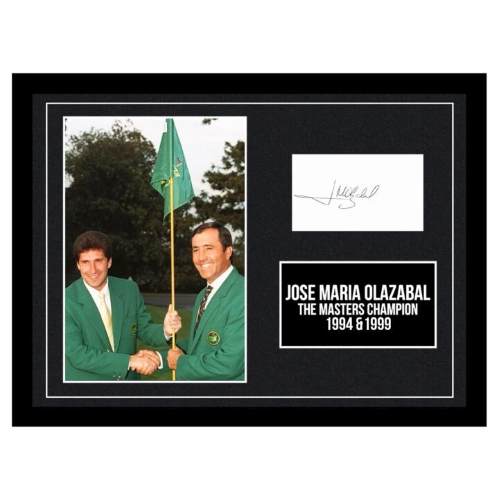 Signed Jose Maria Olazabal Framed Photo Display - The Masters Champion 1994 & 1999