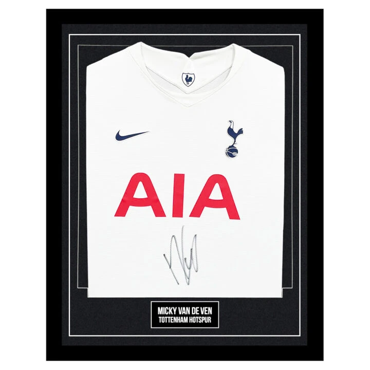 Signed Micky van de Ven Framed Shirt - Tottenham Hotspur FC Icon