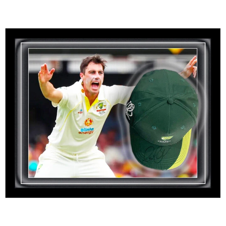 Signed Pat Cummins Hat Framed Dome - Australia Cricket Icon