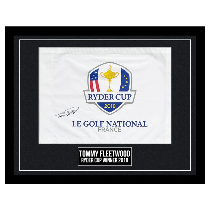 Signed Tommy Fleetwood Framed Pin Flag - Ryder Cup Winner 2018