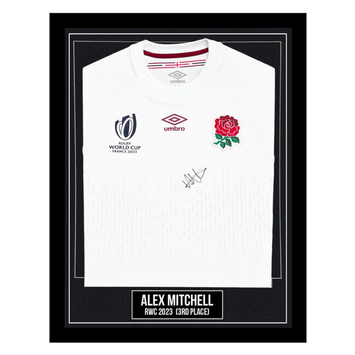 Signed Alex Mitchell Framed England Shirt - RWC 2023 3rd Place