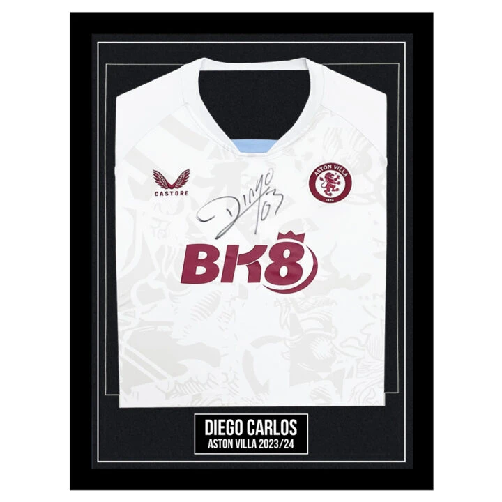 Signed Diego Carlos Framed Shirt - Aston Villa 202324