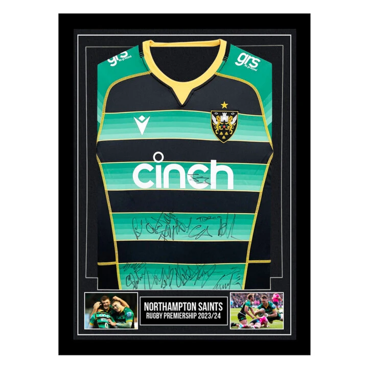 Signed Northampton Saints Framed Shirt - Rugby Premiership 202324