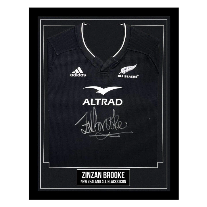 Signed Zinzan Brooke Framed Shirt - New Zealand All Blacks Icon