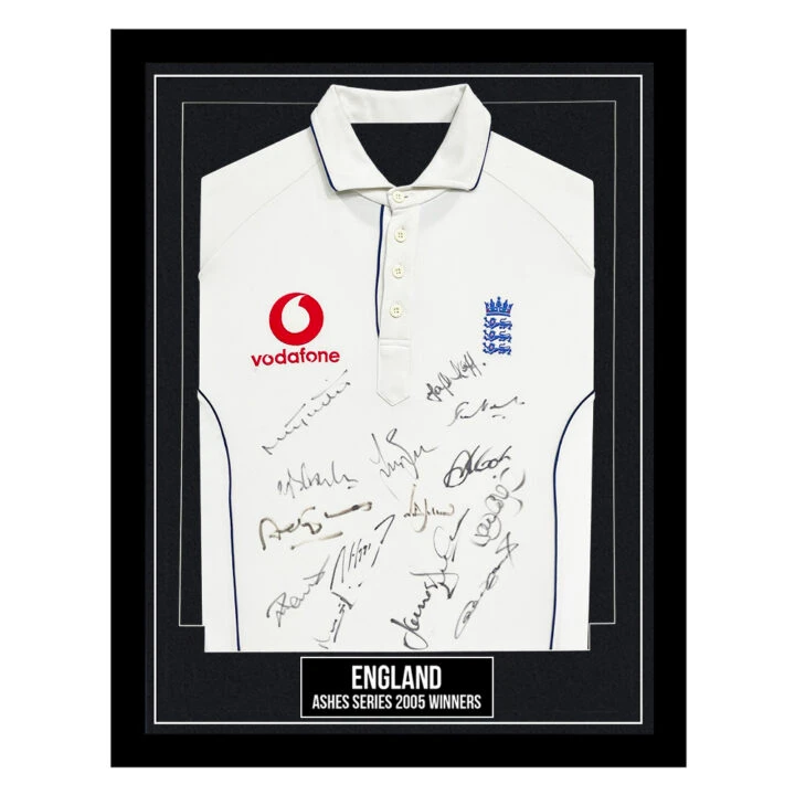 England Cricket Signed Framed Shirt - Ashes Series 2005 Winners