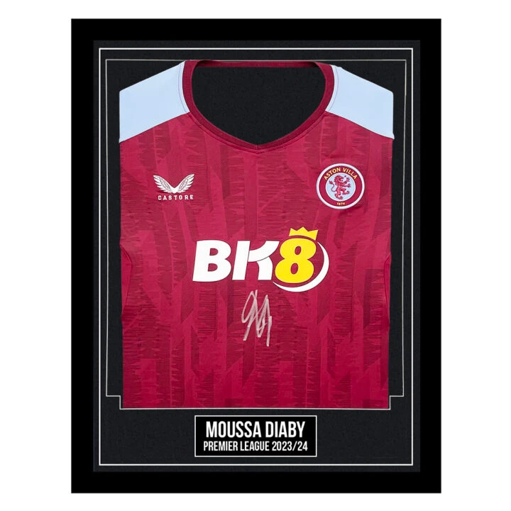 Moussa Diaby Signed Framed Shirt - Premier League 2024