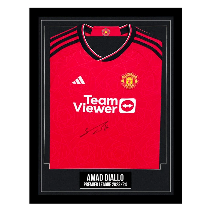 Signed Amad Diallo Framed Shirt - Premier League 202324