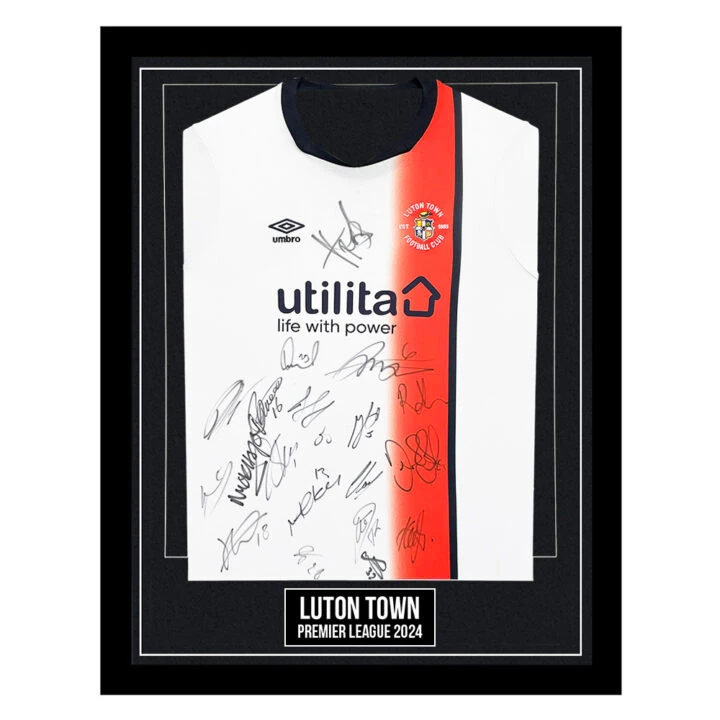 Signed Luton Town Framed Away Shirt - Premier League 2024