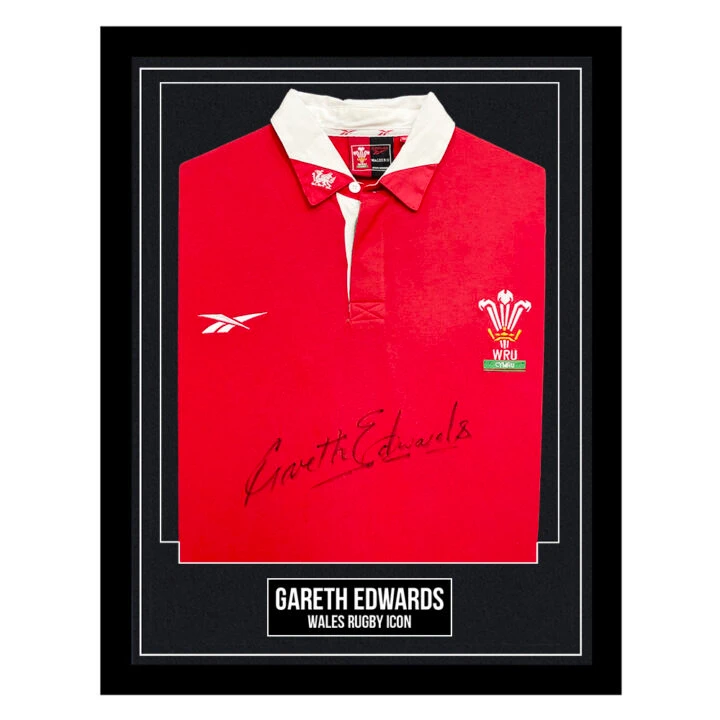 Signed Gareth Edwards Framed Shirt - Wales Rugby Icon