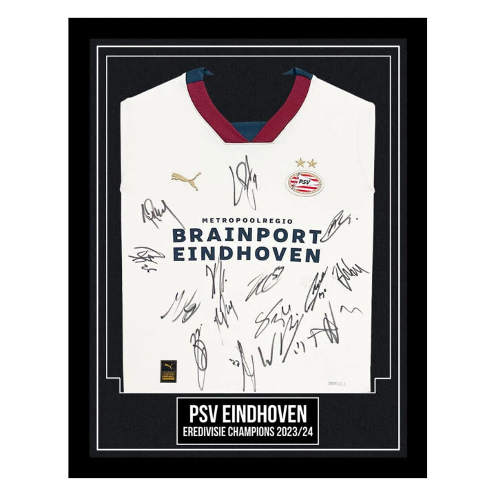 PSV Eindhoven Signed Framed Away Shirt - Eredivisie Champions 2023/24