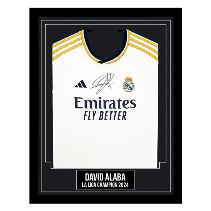 David Alaba Signed Framed Shirt - Real Madrid La Liga Champion 2024