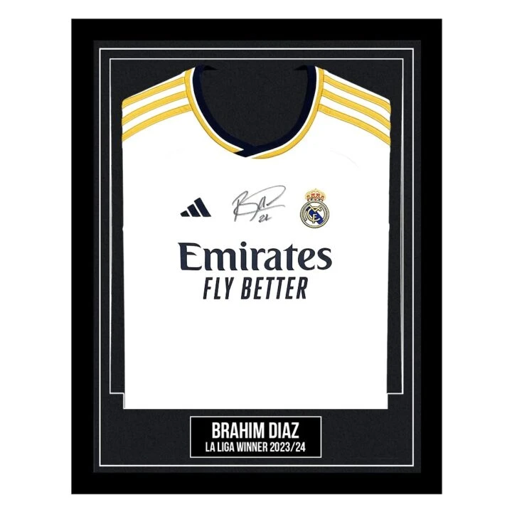 Brahim Diaz Signed Framed Shirt - Real Madrid La Liga Winner 2023/24