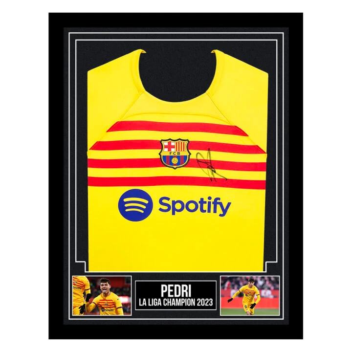 Signed Pedri Framed Shirt - FC Barcelona La Liga Champion 2023