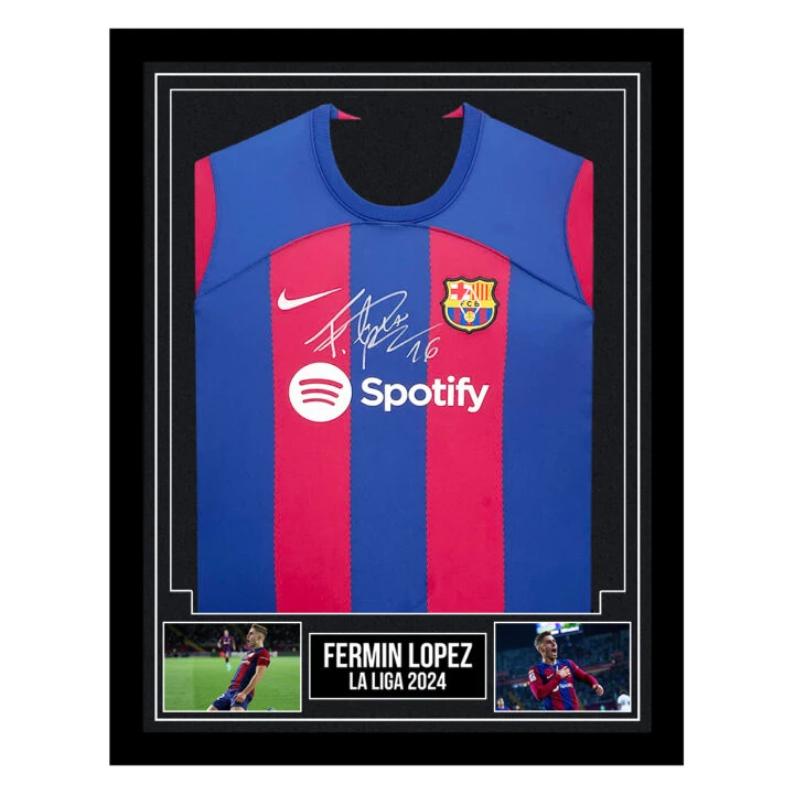 Signed Fermin Lopez Framed Shirt - FC Barcelona La Liga 2024