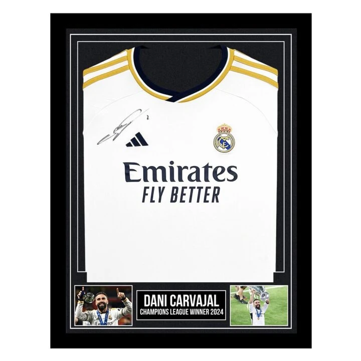 Signed Dani Carvajal Framed Real Madrid Shirt - Champions League Winner 2024