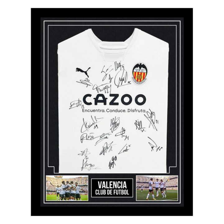 Signed Valencia C.F. Framed Shirt - La Liga Squad Autograph