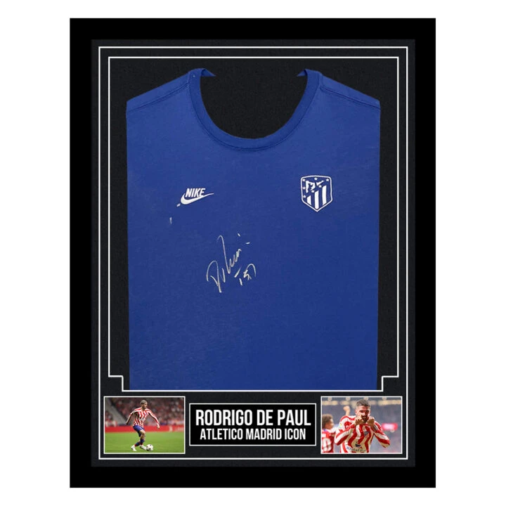 Signed Rodrigo De Paul Framed Shirt - Atletico Madrid Icon