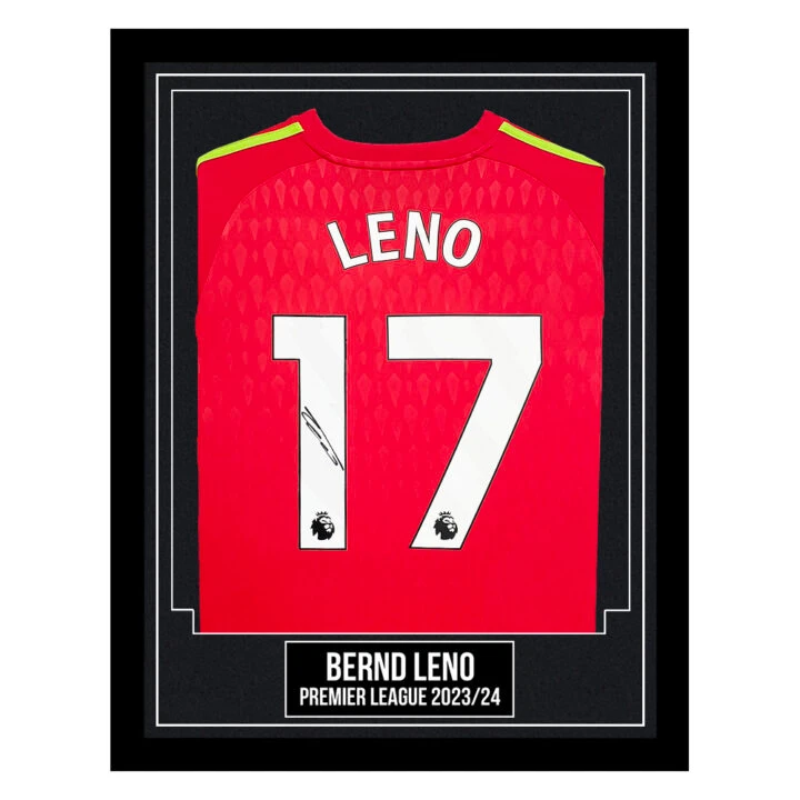 Bernd Leno Signed Framed Shirt - Fulham Premier League 2023/24