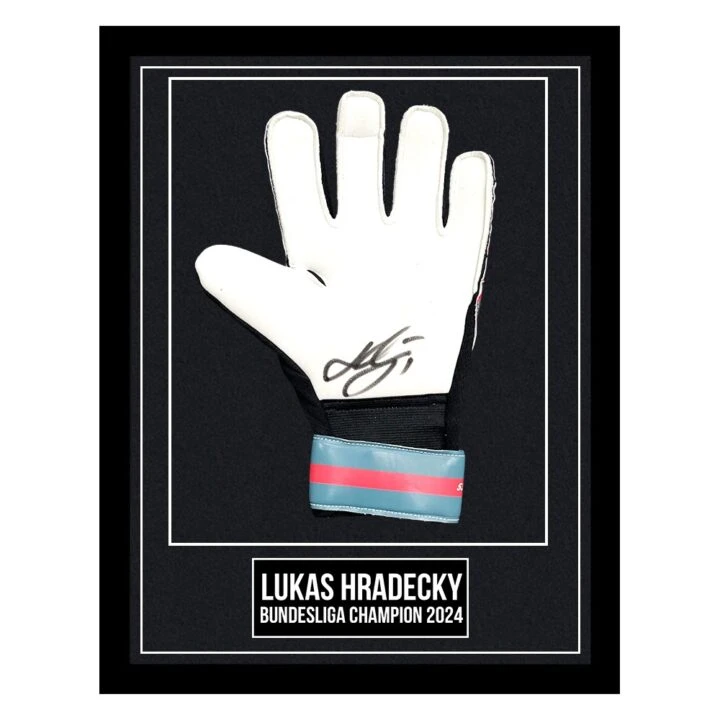 Signed Lukas Hradecky Framed Glove - Bundesliga Champion 2024