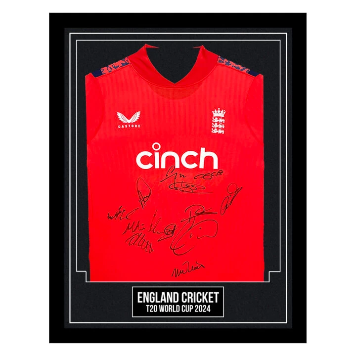 England Cricket Signed Framed Shirt - T20 World Cup 2024