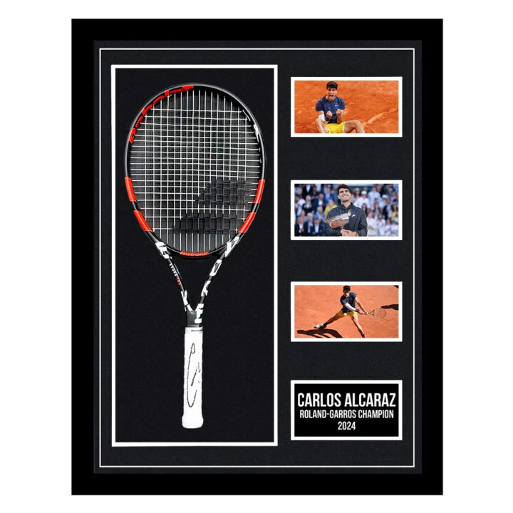 Signed Carlos Alcaraz Framed Babolat Racket - Roland-Garros Champion 2024