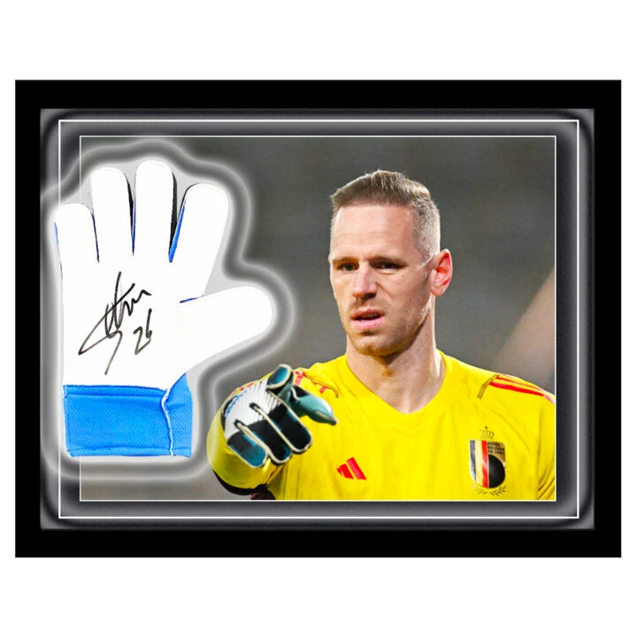 Signed Matz Sels Glove Framed Dome - Belgium Euro 2024