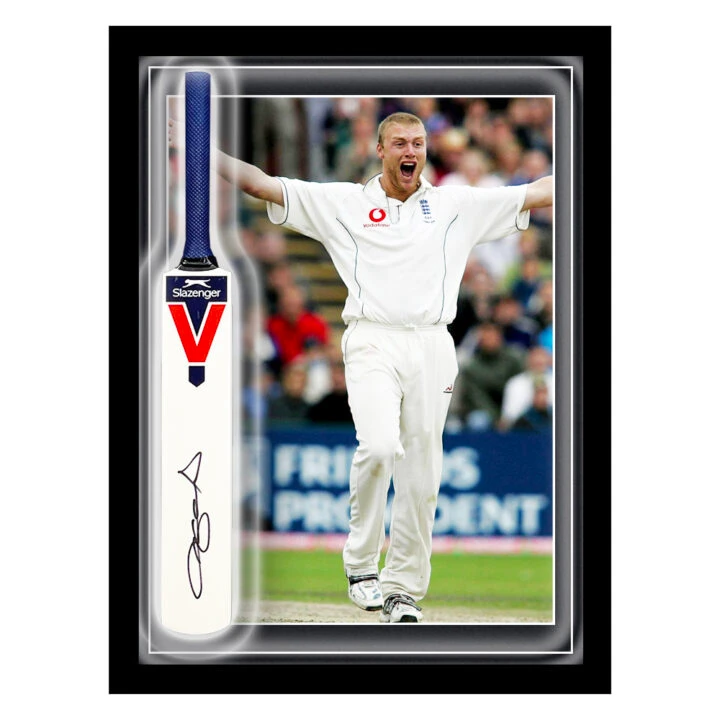Signed Andrew Flintoff Mini Bat Framed Dome - England Ashes Winner 2005