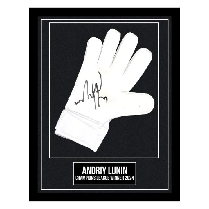 Signed Andriy Lunin Framed Glove - Champions League Winner 2024