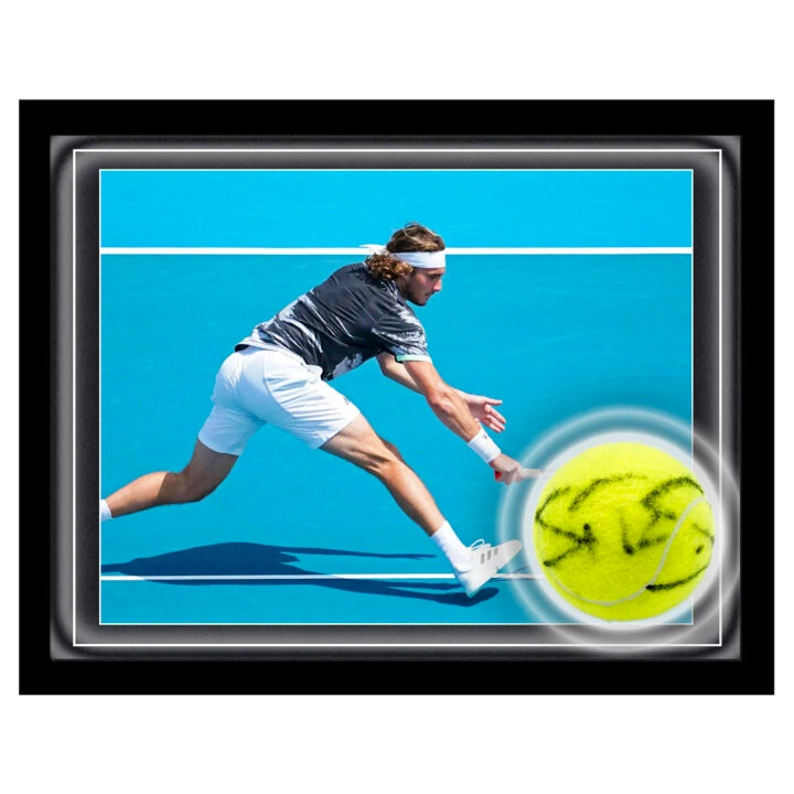 Signed Stefanos Tsitsipas Ball Framed Dome - Tennis Icon Autograph