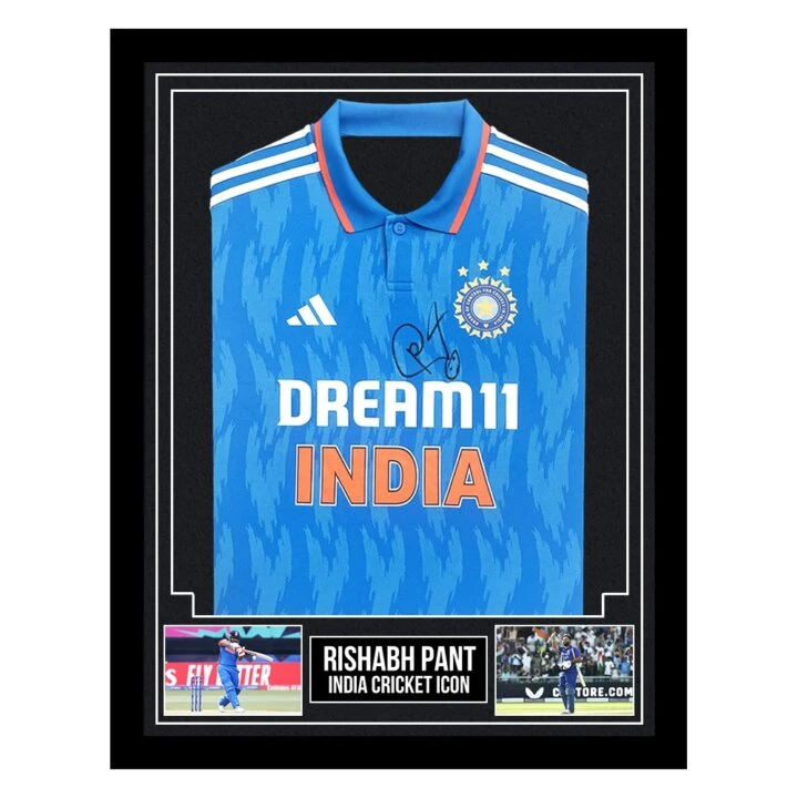 Signed Rishabh Pant Framed Shirt - India Cricket Icon