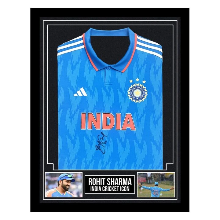 Signed Rohit Sharma Framed Shirt - India Cricket Icon