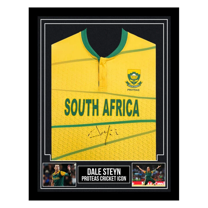 Signed Dale Steyn Framed Shirt - Proteas Cricket Icon