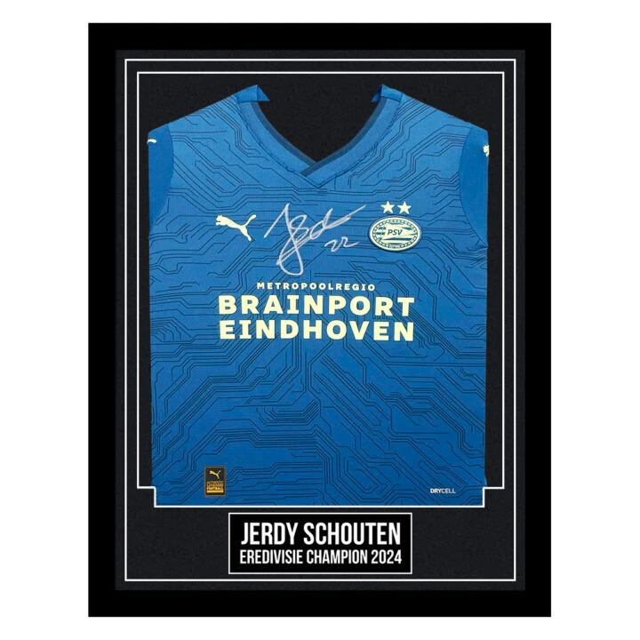 Jerdy Schouten Signed Framed PSV Eindhoven Shirt - Eredivisie Champion 2024