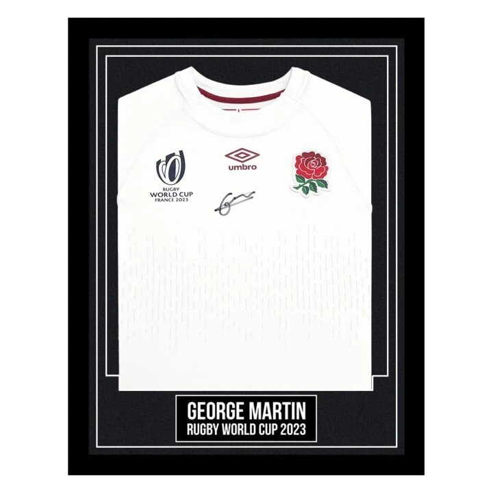 George Martin Signed Framed Shirt - Rugby World Cup 2023