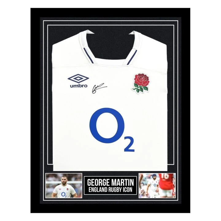 Signed George Martin Framed Shirt - England Rugby Icon