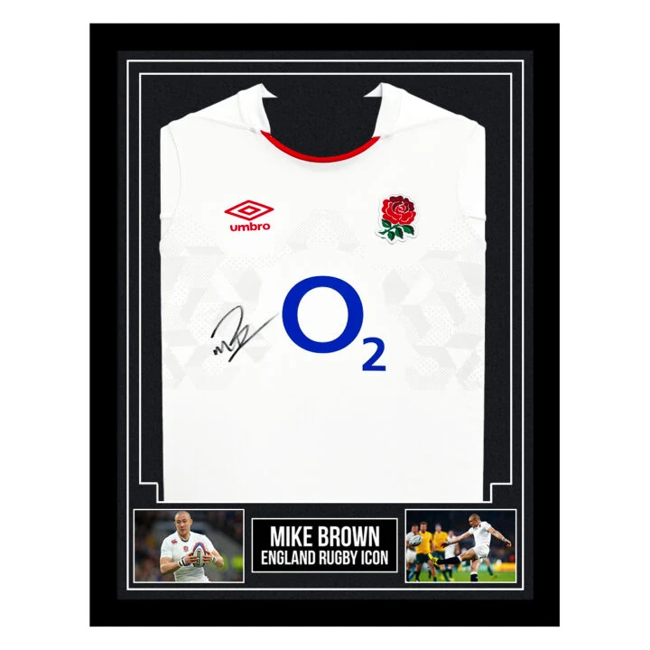 Signed Mike Brown Framed Shirt - England Rugby Icon