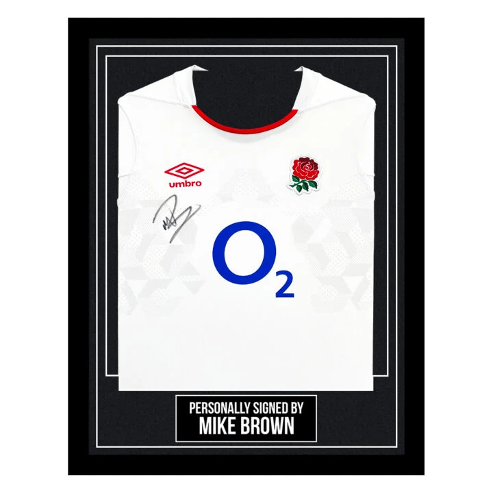 Framed Mike Brown Signed Shirt - England Rugby Autograph