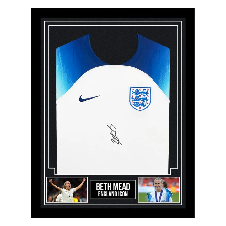 Signed Beth Mead Framed Shirt - England Icon