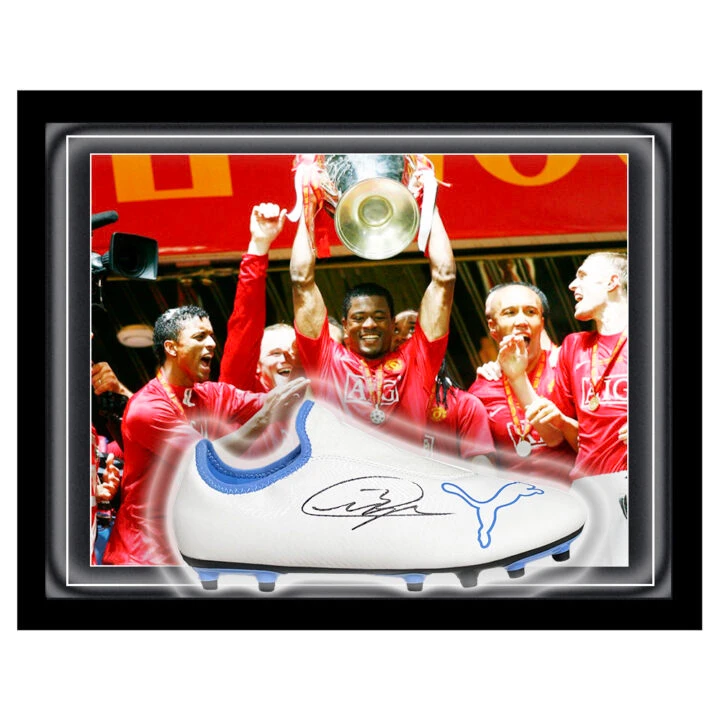 Signed Patrice Evra Boot Framed Dome - Champions League Winner 2008