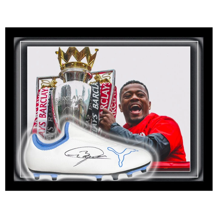 Signed Patrice Evra Boot Framed Dome - Premier League Champion 2013