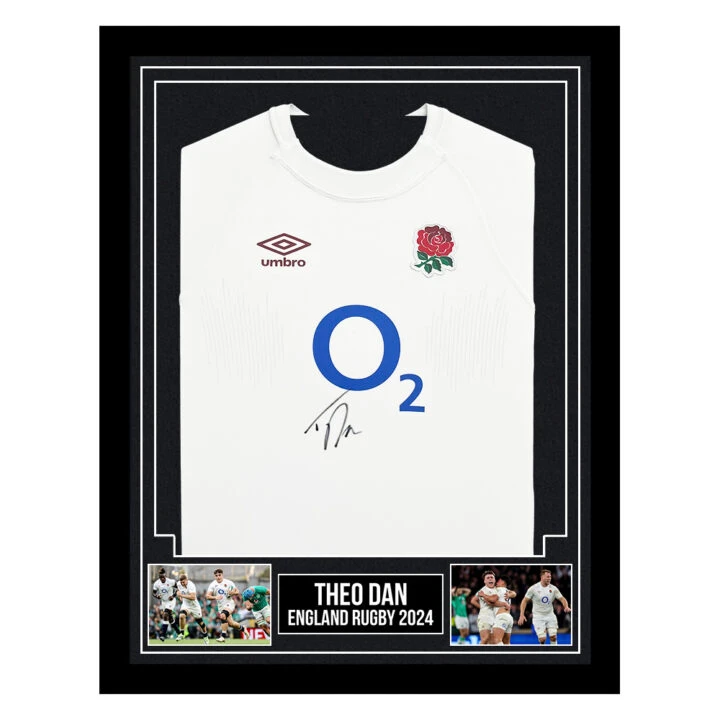 Signed Theo Dan Framed Shirt - England Rugby 2024