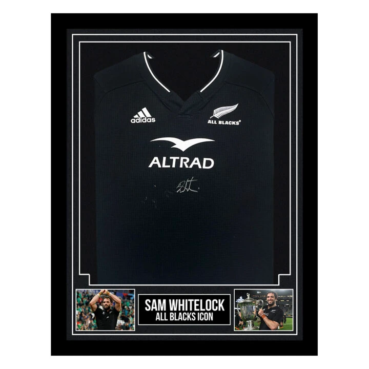 Signed Sam Whitelock Framed Shirt - All Blacks Icon