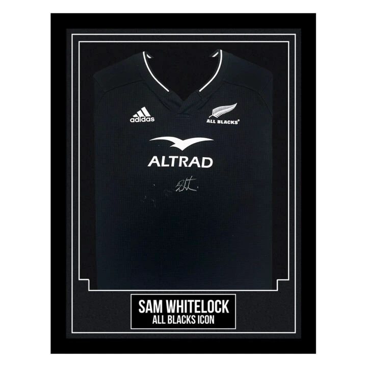 Sam Whitelock Signed Framed Shirt - All Blacks Icon