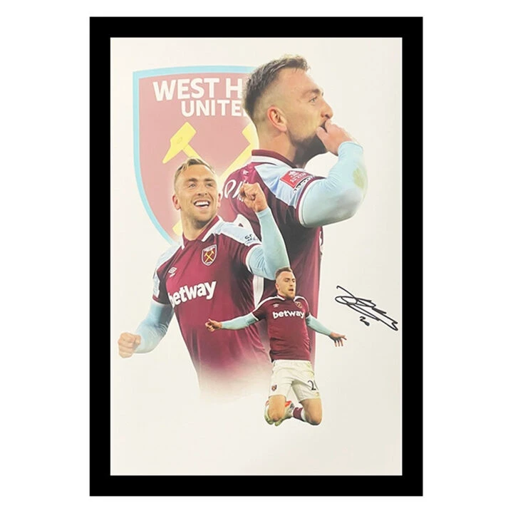 Signed Jarrod Bowen Framed Poster Photo - 18x12 West Ham United Icon