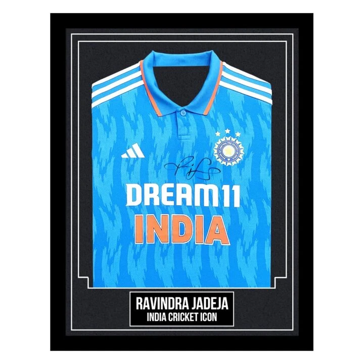 Ravindra Jadeja Signed Framed Shirt - India Cricket Icon